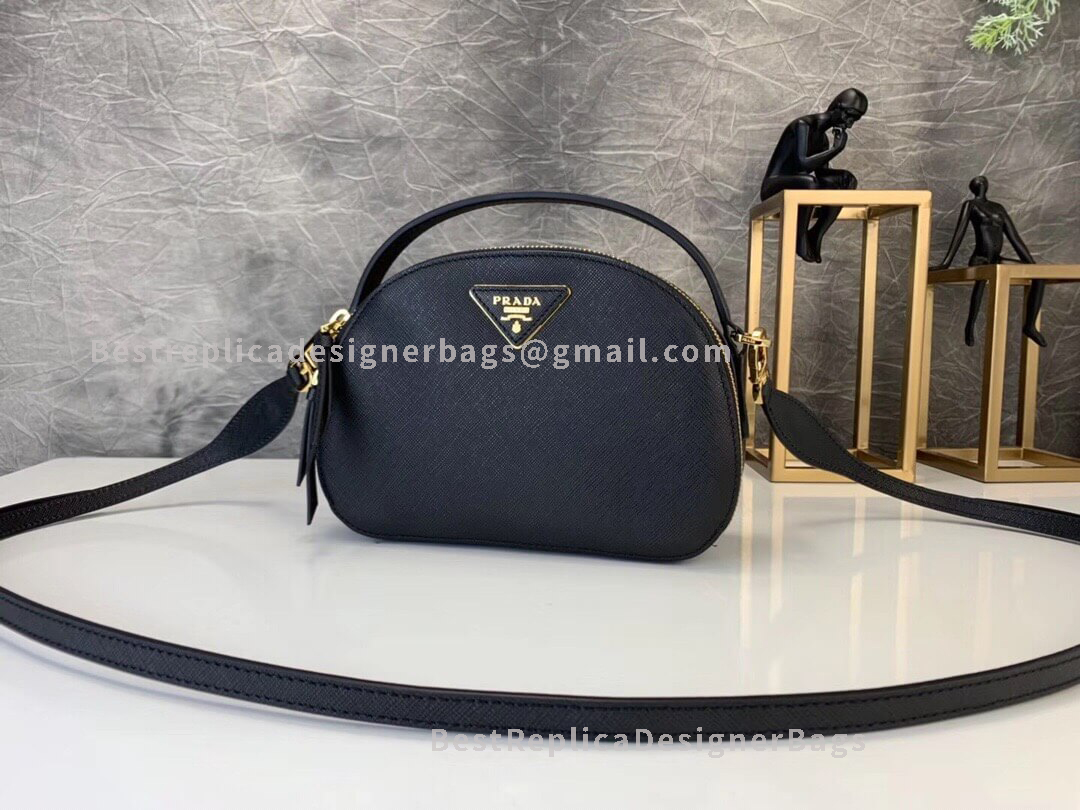 Prada Black Odette Saffiano Leather Bag GHW 123